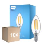 Multipack 10x Philips Corepro LED Kerze E14 Fadenlampe Klar 6.5W 806lm - 827 Extra Warmweiß | Ersatz für 60W