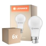 Multipack 6x Ledvance Performance LED Glühbirne B22d Birne Matt 8.5W 806lm - 827 Extra Warmweiß | Ersatz für 60W
