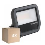 Mehrfachpackung 4x Ledvance LED-Scheinwerfer Aluminium Schwarz 17W 2400lm 100D - 840 Kaltweiß | IP66 - Symmetrisch