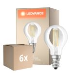 Multipack 6x Osram Classic LED E14 Kugel Fadenlampe Klar 5.5W 806lm - 827 Extra Warmweiß | Dimmbar - Ersatz Für 60W