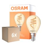 Multipack 6x Osram Vintage 1906 LED Classic Slim E14 Birne Fadenlampe Gold 4.9W 470lm - 922 Extra Warmweiß | Höchste Farbwiedergabe - Dimmbar - Ersatz Für 40W