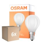 Multipack 6x Osram Classic LED E14 Boule Filament Dépolie 5.5W 806lm - 840 Blanc Froid | Dimmable - Équivalent 60W