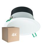 Multipack 4x Philips Downlight LED Coreline DN142B Aluminium Blanc 11W 1200lm 60D - 830 Blanc Chaud | Diamètre 155mm - IP20 - Blanc Réflecteur