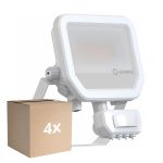 Multipack 4x Ledvance Projecteur LED Aluminium Blanc 17W 2400lm 100D - 840 Blanc Froid | IP65 - Détecteur De Mouvement Et De Lumière - Symétrique