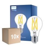 Multipack 10x Philips Master LED E27 Poire Filament Claire 7.2W 1055lm - 922-927 Dim To Warm | Meilleur Rendu Des Couleurs - Dimmable - Équivalent 75W
